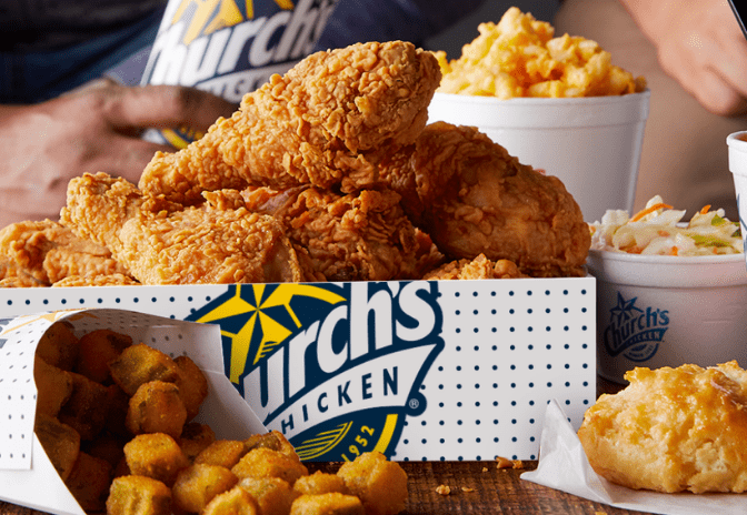 Closeup of fresh Church's Chicken.
