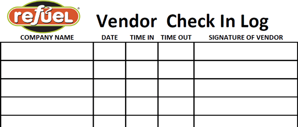 Example of vendor check in log.
