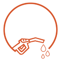 Orange Refuel Market gas pump icon.