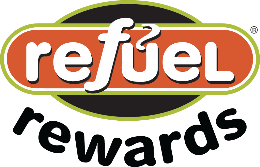 Logo for Refuel Rewards, black version.
