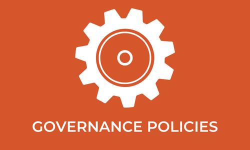 White and orange governance policies logo.