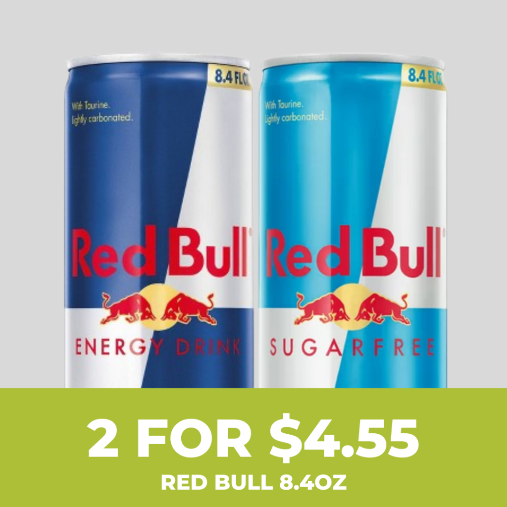 Two 8.4oz Red Bull energy drinks for $4.55