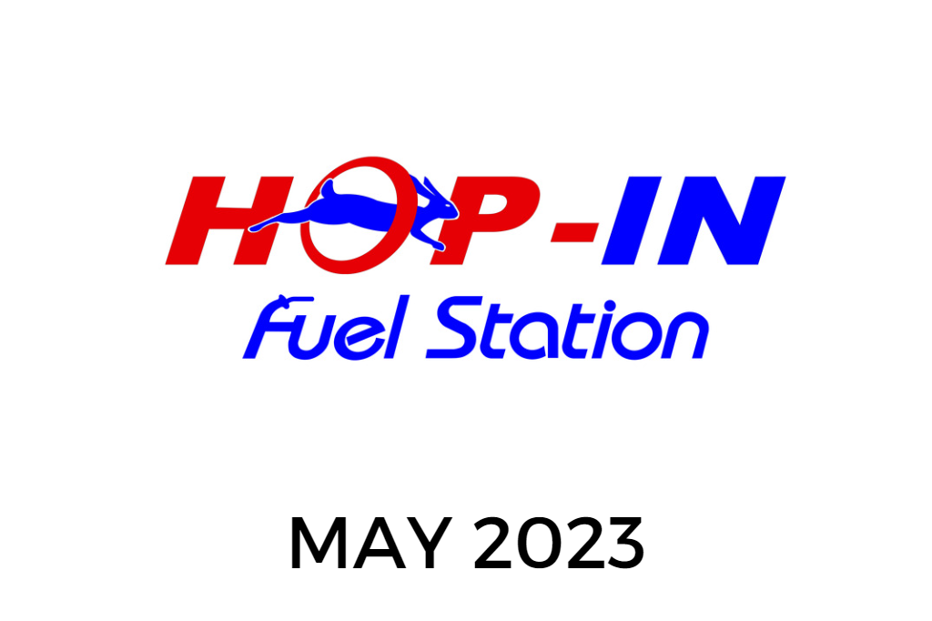 The Hop-in fuel station logo from May 2023.