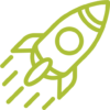 green rocket icon to convey innovation and growth