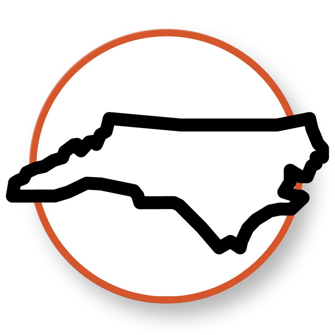 circle around North Carolina to emphasize Refuel store locations in this area